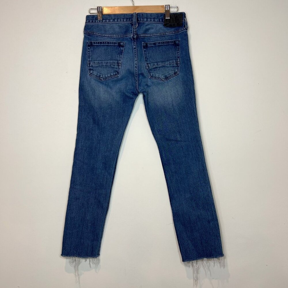 Pacsun Skinny Jeans Size 28 Blue Floral Outseam Raw Hem Womens Denim - Picture 2 of 12